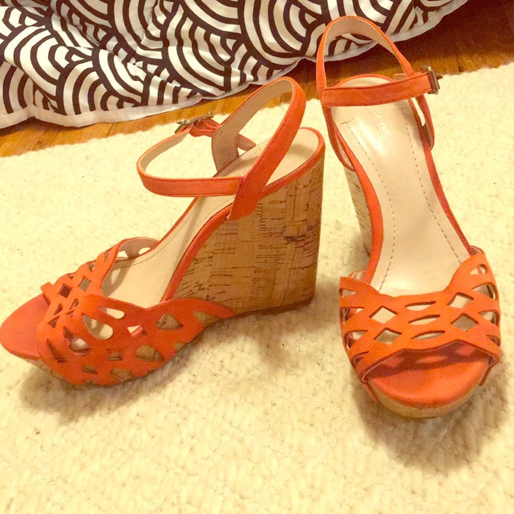 Orange Suede and cork BGBGeneration Wedges